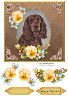 Vintage Dog Retirement 7x7 Tan Cf