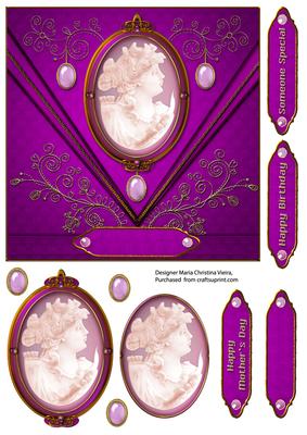 Victorian Cameo Lady Card Front 6.5