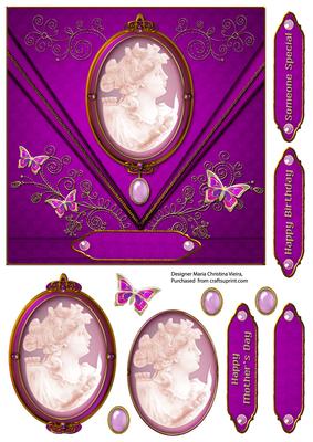Victorian Cameo Card Front 6.5 x 6.5