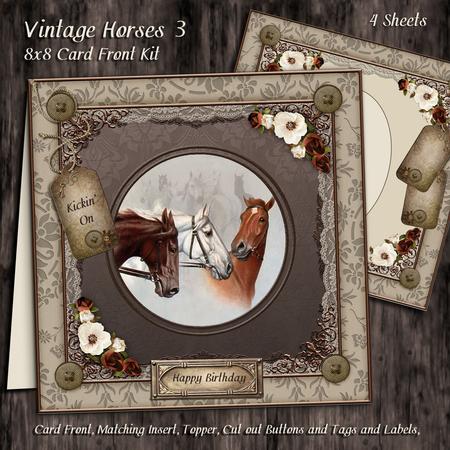 Vintage Horses 8x8 Card Front Kit 3