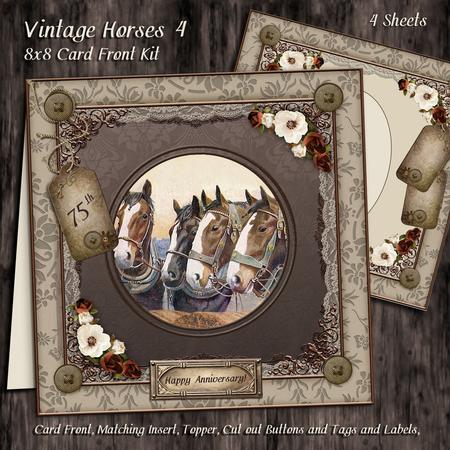 Vintage Horses 8x8 Card Front Kit 4