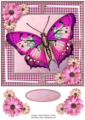 Jumbo Butterfly and Dasies Pink 8x8