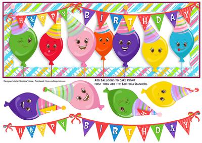 Lg Dl Card Front Balloon Concert for Girls