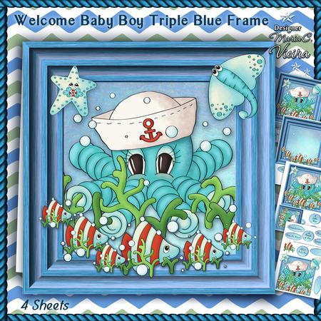 Welcome Baby Boy Triple Blue Frame Kit