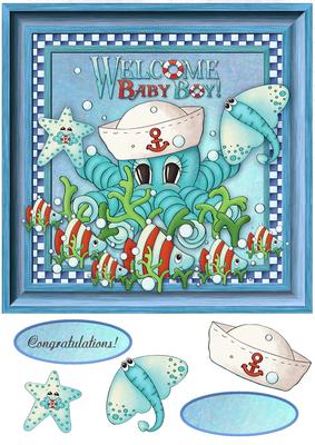 Welcome Baby Boy Blue Card Front