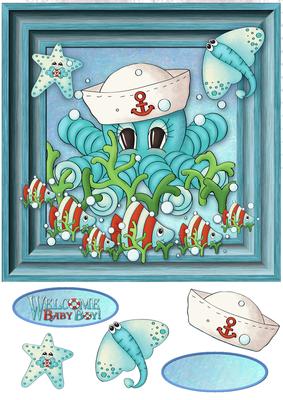 Welcome Baby Boy Teal Frame Cf