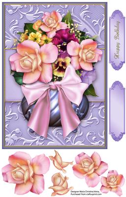 Pot of Flowers 6x8 Lilac Card Front