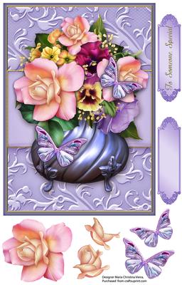 Pot of Flowers Lilac with Butterflies