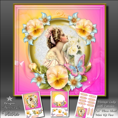 Vintage Lady with Pansies Kit 