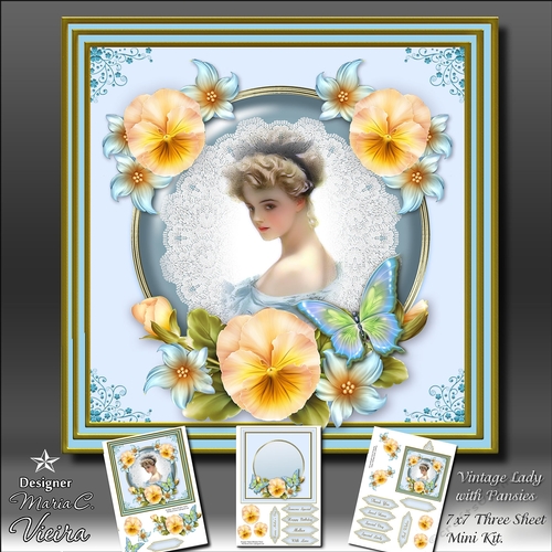 Vintage Lady with Pansies Kit Three 