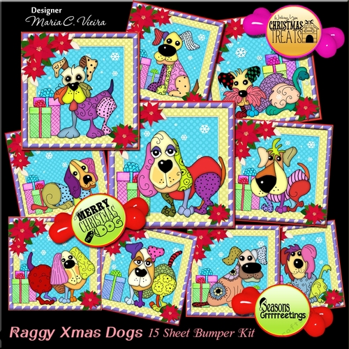 Raggy Xmas Dogs 15 Sheet Bumper Kit