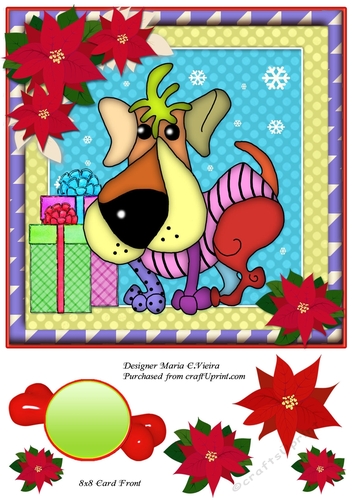 Raggy Xmas Dog Card Front 9