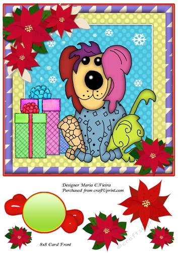 Raggy Xmas Dog Card Front 10