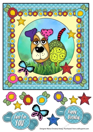Blue Rag Dog 4 Card Front