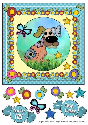 Blue Rag Dog 5 Card Front