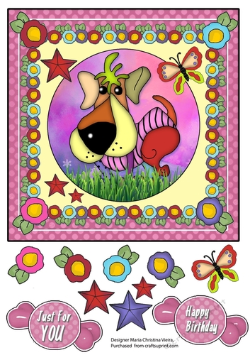 Pink Rag Dog 1 Card Front