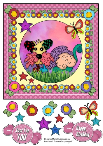 Pink Rag Dog 3 Card Front