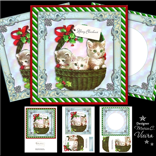 Xmas Kittens in a Basket
