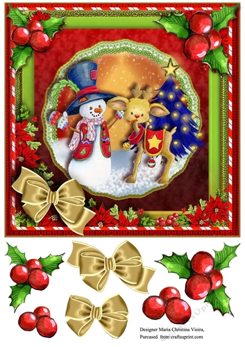 Vintage Christmas Snowman card Front