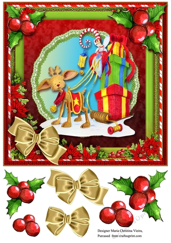 Vintage Christmas card Front Sleigh Ride