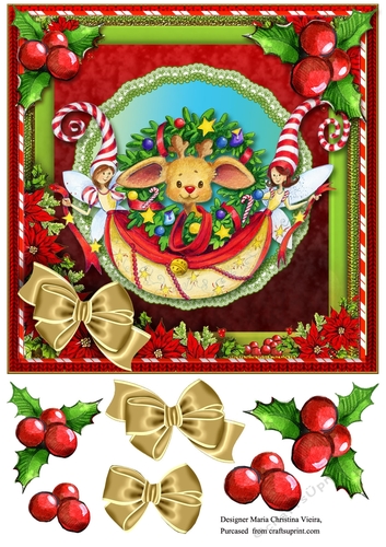 Vintage Christmas  Card front Candycanes