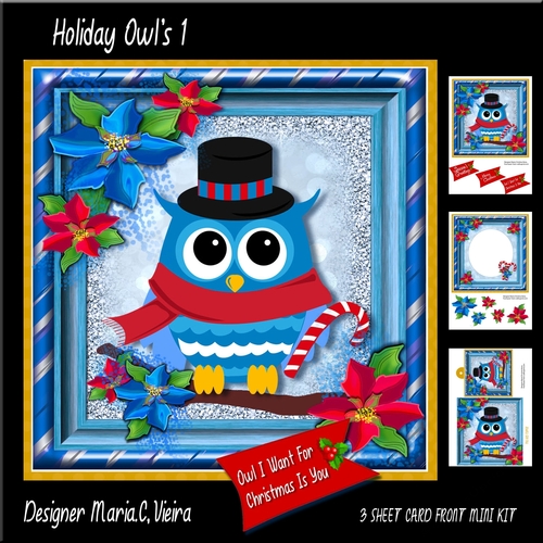 Holiday Owls 1 Card Front kit 