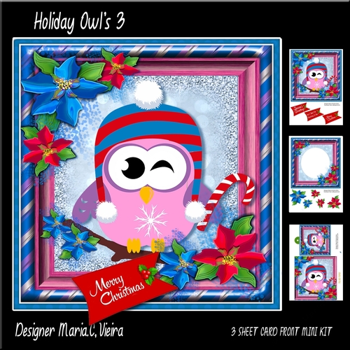 Holiday Owls 3 Card Front kit 