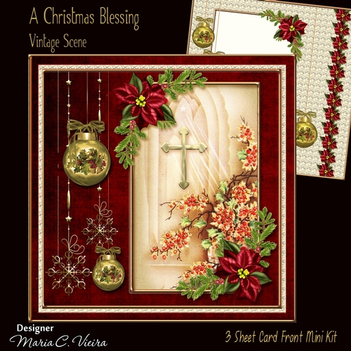 A Christmas Blessing Vintage Scene