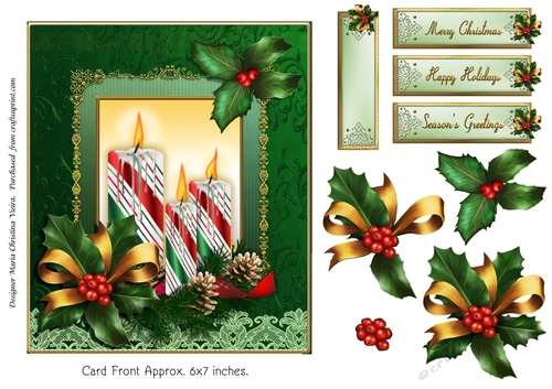 Candles And Candycane Stripes Green Setting