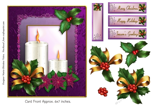 Christmas Holly White Candles with Grape  