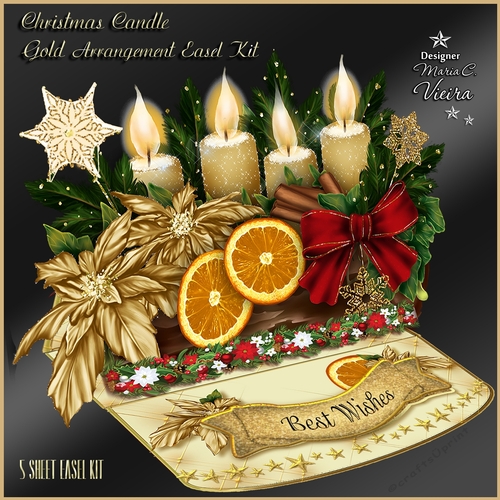 Christmas Candle Arrangement in Gold