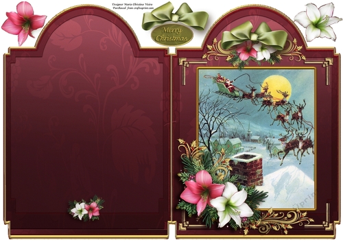 Here Comes Santa  6x8 Full Card Red