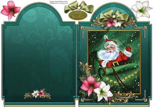 There Goes Santa 6x8 Full Card Green