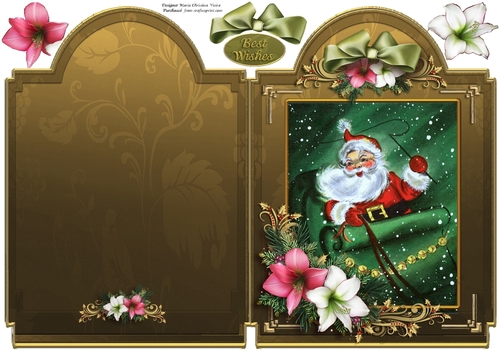 There Goes Santa  6x8 Full Card Gold