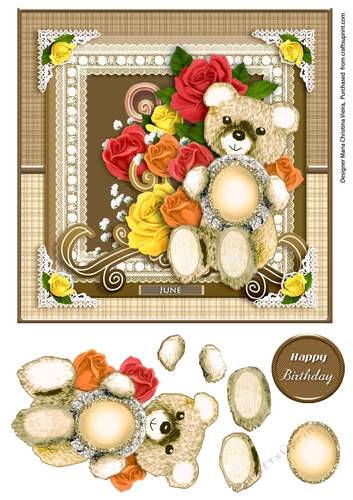 June Birthstone Bear Card Front 