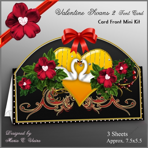 Valentine Swans 3 Tent Card Kit 