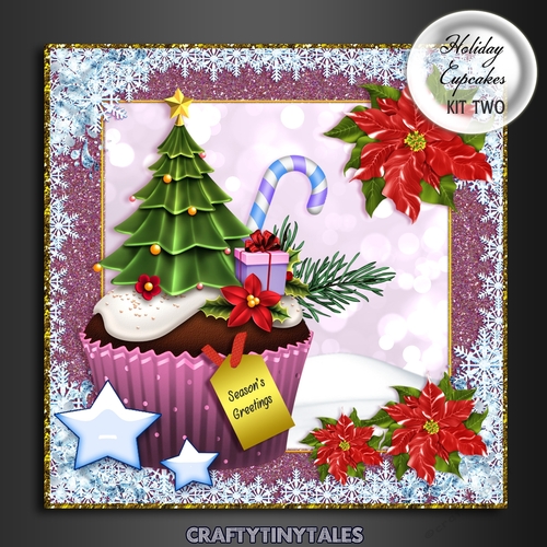Holiday Cupcakes Card Front Kit  2