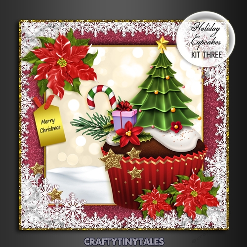 Holiday Cupcakes Card Front Kit  3