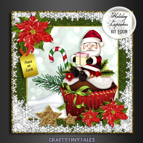 Holiday Cupcakes Card Front Kit  4