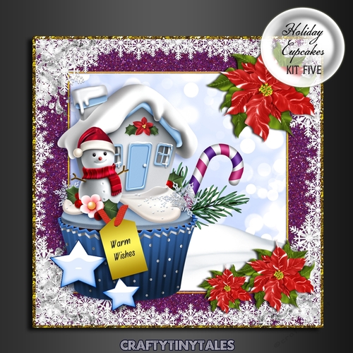 Holiday Cupcakes Card Front Kit  5
