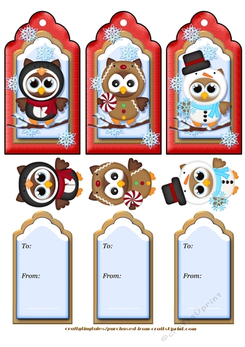 Christmas Owl Tags Sheet 2