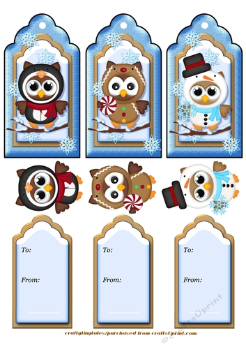 Christmas Owl Tags Sheet 3