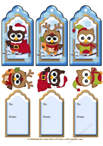 Christmas Owl Tags Sheet 4