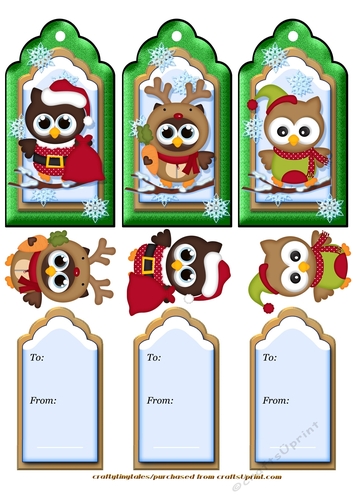Christmas Owl Tags Sheet 6