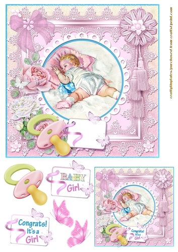 New Baby Card Front 7x7 Girl