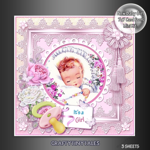 New Baby Girl Card Front Mini Kit 
