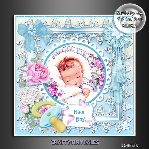 New Baby Boy Card Front Mini Kit 