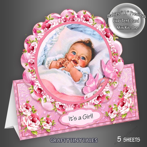 Babies R Precious Girl Tent Card Kit.1