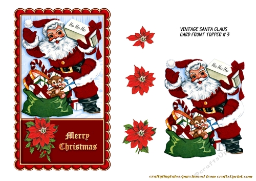 Santa Claus 4x7 Card Front Topper 3