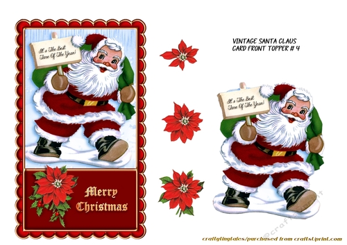 Santa Claus 4x7 Card Front Topper 4